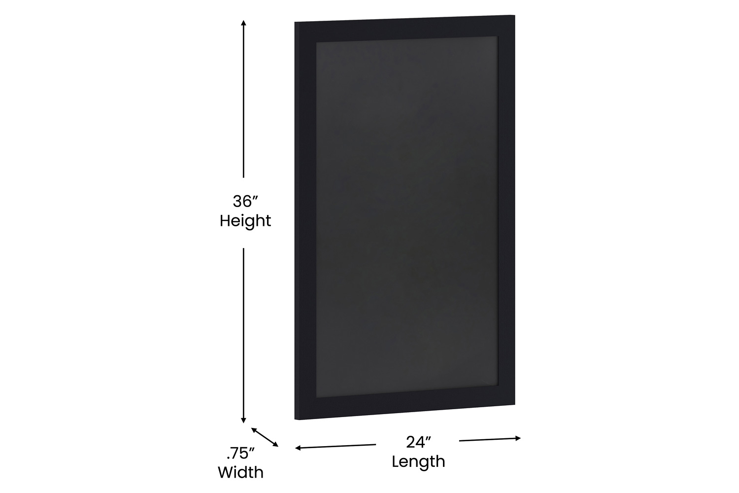 BLNK Canterbury Wall Mount Magnetic Chalkboard Sign with Eraser - Black, 24"W x 36"H