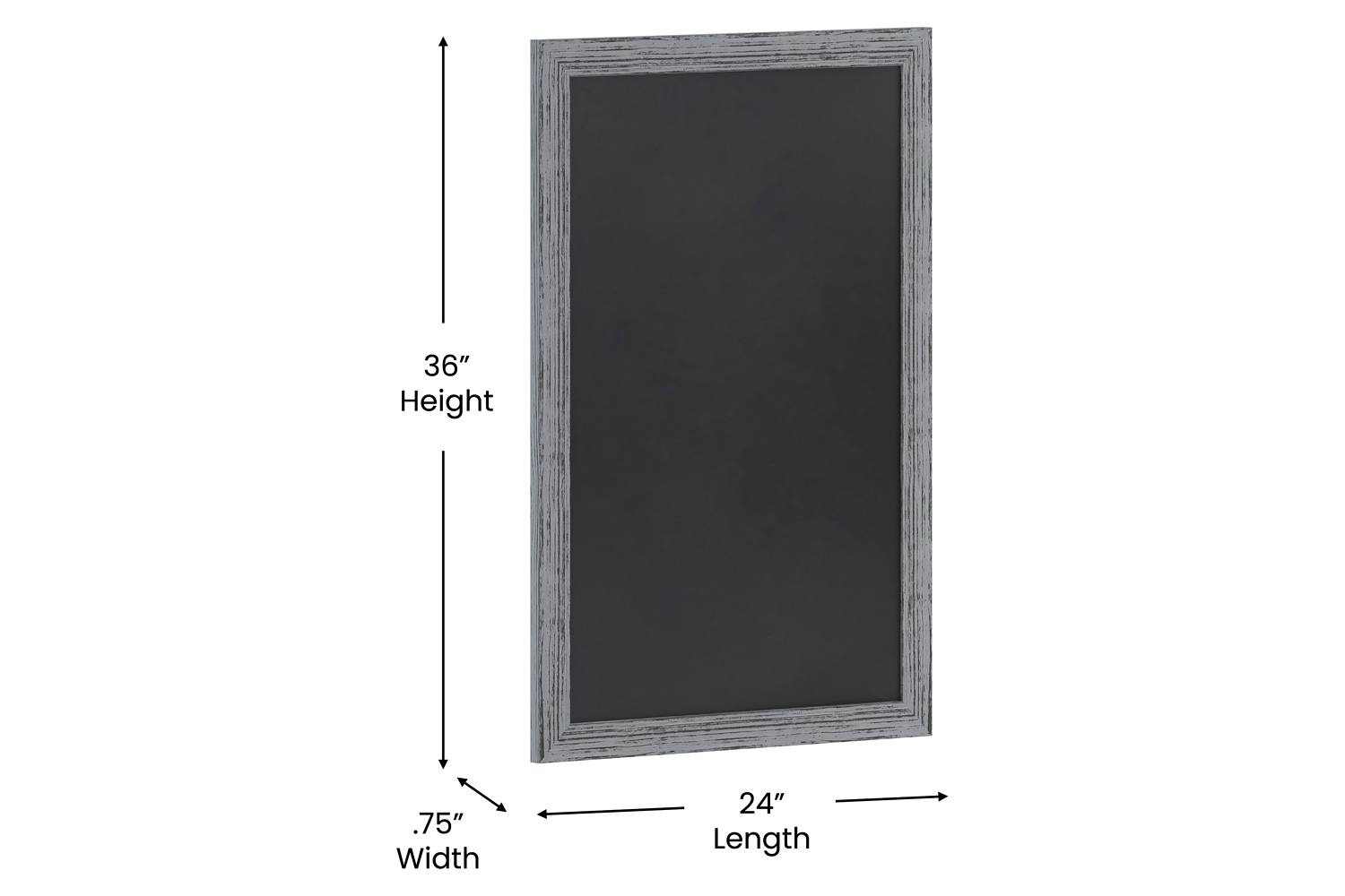 BLNK Canterbury Wall Mount Magnetic Chalkboard Sign with Eraser - Rustic Gray, 24"W x 36"H