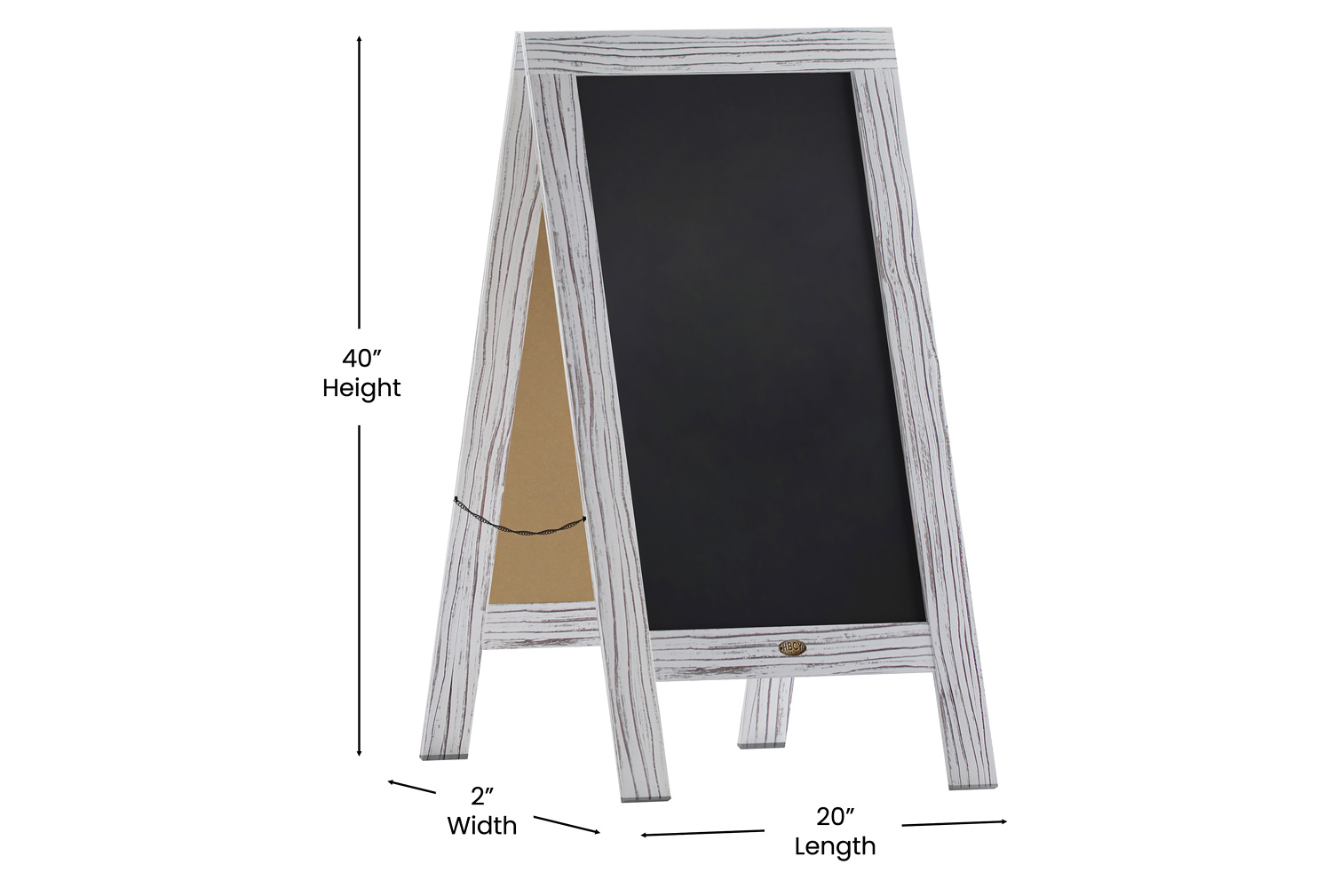 BLNK Canterbury Wooden Indoor-Outdoor A-Frame Magnetic Chalkboard Sign Set with 8 Chalk Markers - Whitewashed