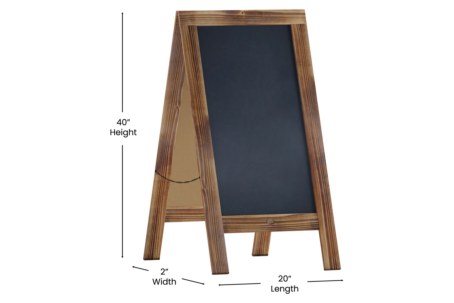 BLNK Canterbury Wooden Indoor-Outdoor A-Frame Magnetic Chalkboard Sign Set with 8 Chalk Markers - Rustic Brown