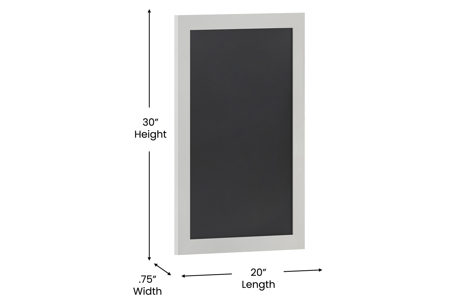 BLNK Canterbury Wall Mount Magnetic Chalkboard Sign with Eraser - White, 20"W x 30"H