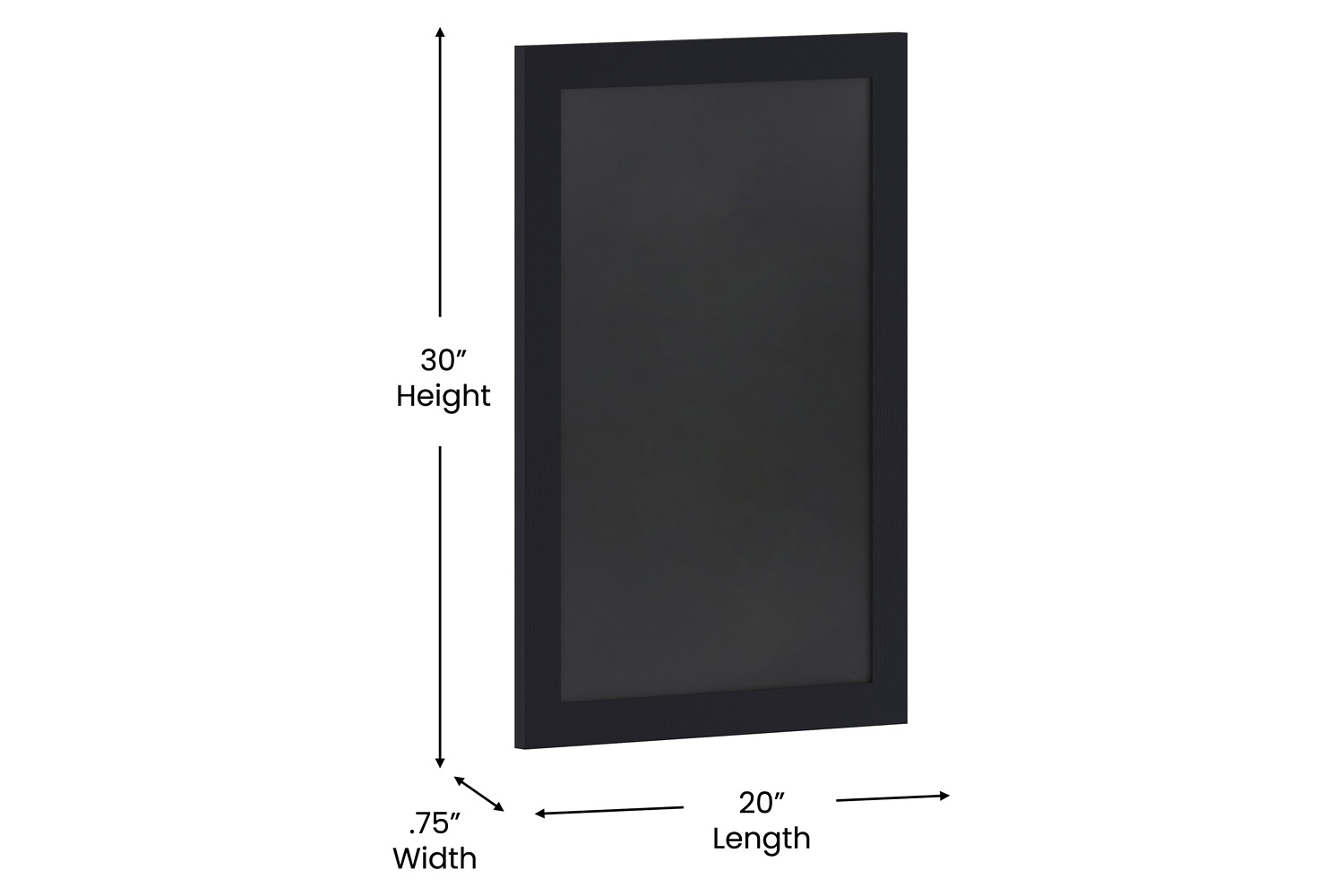 BLNK Canterbury Wall Mount Magnetic Chalkboard Sign with Eraser - Black, 20"W x 30"H