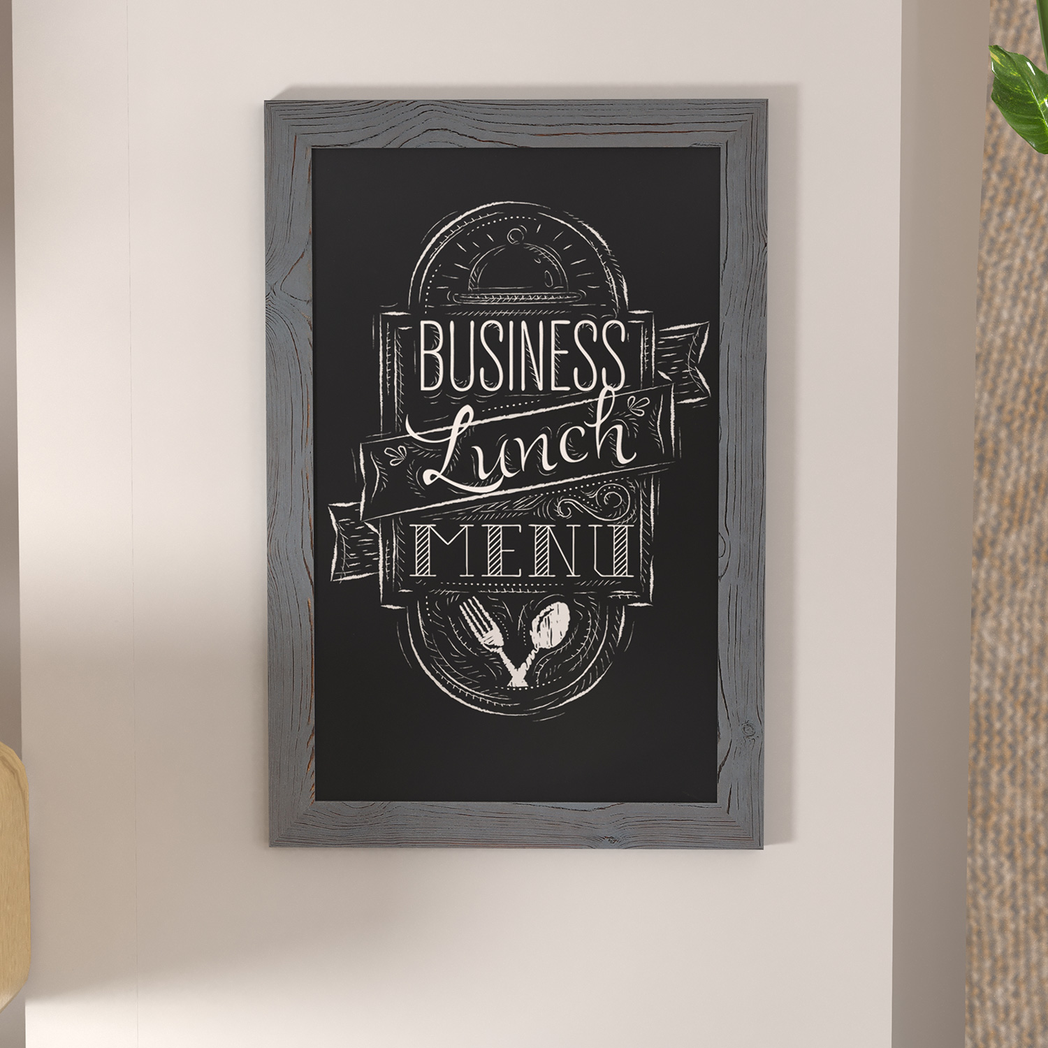 BLNK Canterbury Wall Mount Magnetic Chalkboard Sign with Eraser - Rustic Gray, 20"W x 30"H