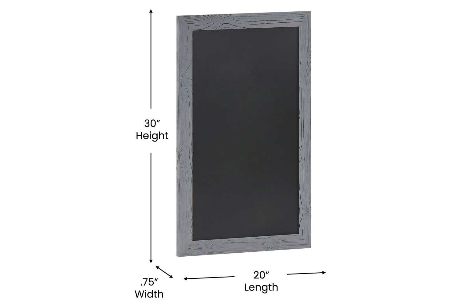 BLNK Canterbury Wall Mount Magnetic Chalkboard Sign with Eraser - Rustic Gray, 20"W x 30"H