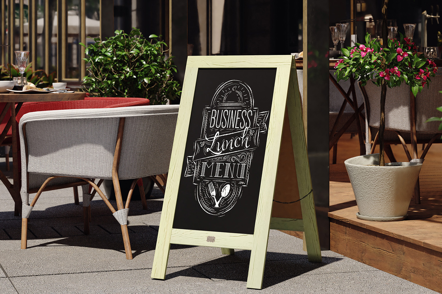 BLNK Canterbury Vintage Wooden A-Frame Magnetic Indoor-Outdoor Chalkboard Sign