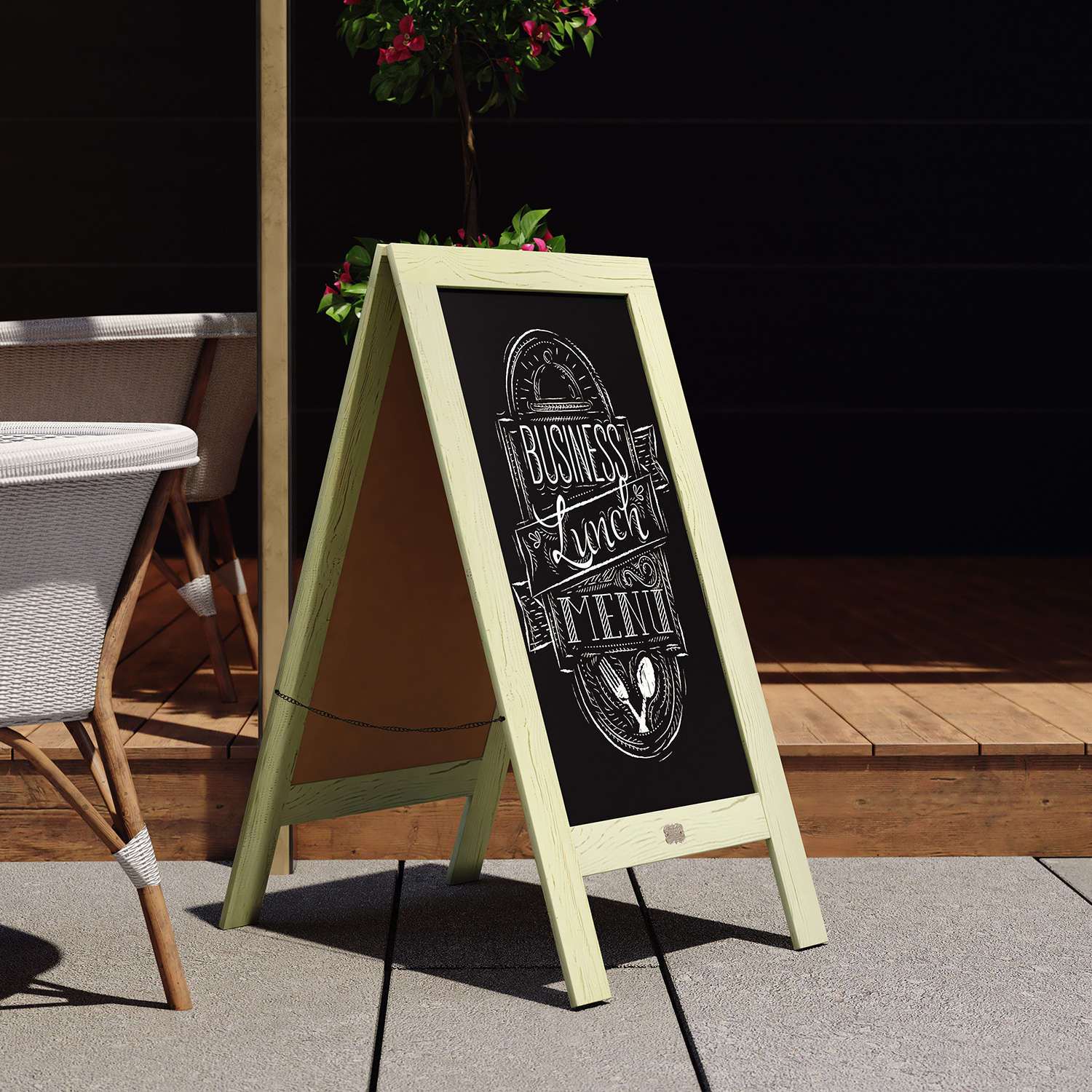 BLNK Canterbury Vintage Wooden A-Frame Magnetic Indoor-Outdoor Chalkboard Sign - Green