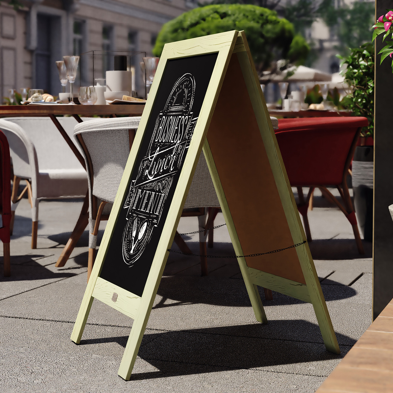 BLNK Canterbury Vintage Wooden A-Frame Magnetic Indoor-Outdoor Chalkboard Sign - Green