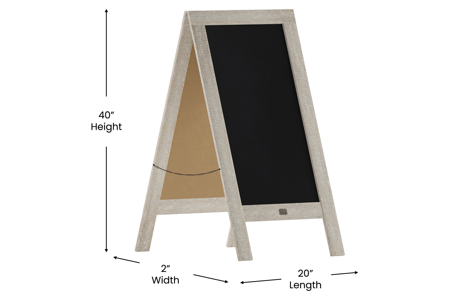 BLNK Canterbury Wooden Indoor-Outdoor A-Frame Magnetic Chalkboard Sign Set with 8 Chalk Markers - Weathered