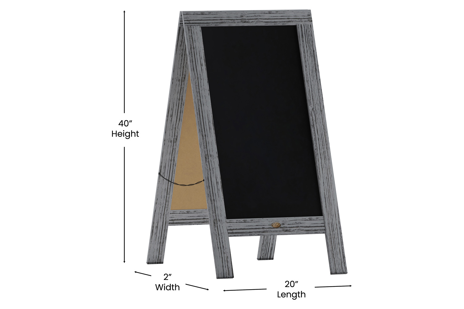 BLNK Canterbury Wooden Indoor-Outdoor A-Frame Magnetic Chalkboard Sign Set with 8 Chalk Markers - Graywashed