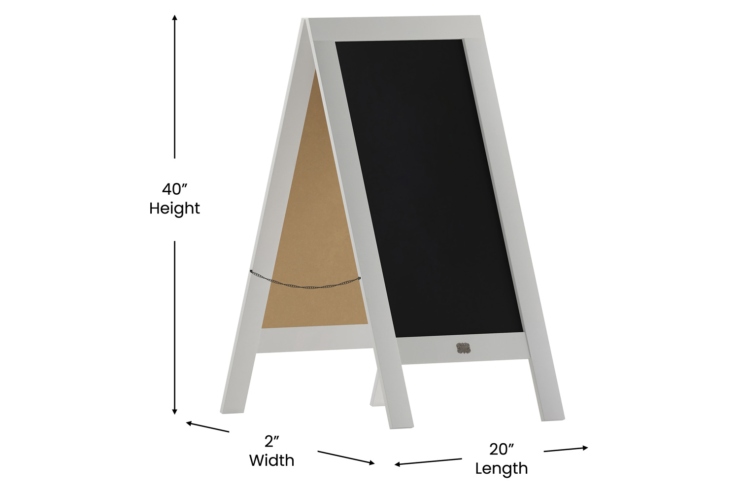 BLNK Canterbury Wooden Indoor-Outdoor A-Frame Magnetic Chalkboard Sign Set with 8 Chalk Markers - White