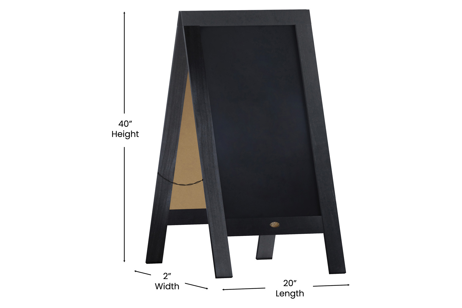 BLNK Canterbury Wooden Indoor-Outdoor A-Frame Magnetic Chalkboard Sign Set with 8 Chalk Markers - Black