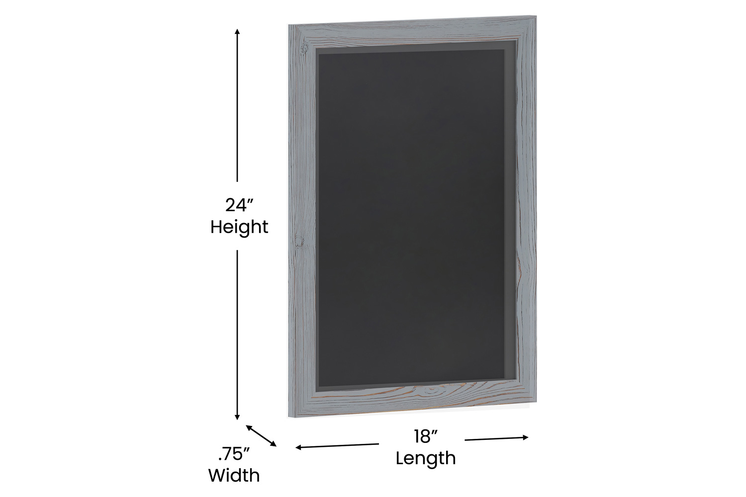 BLNK Canterbury Wall Mount Magnetic Chalkboard Sign with Eraser - Rustic Gray, 18"W x 24"H