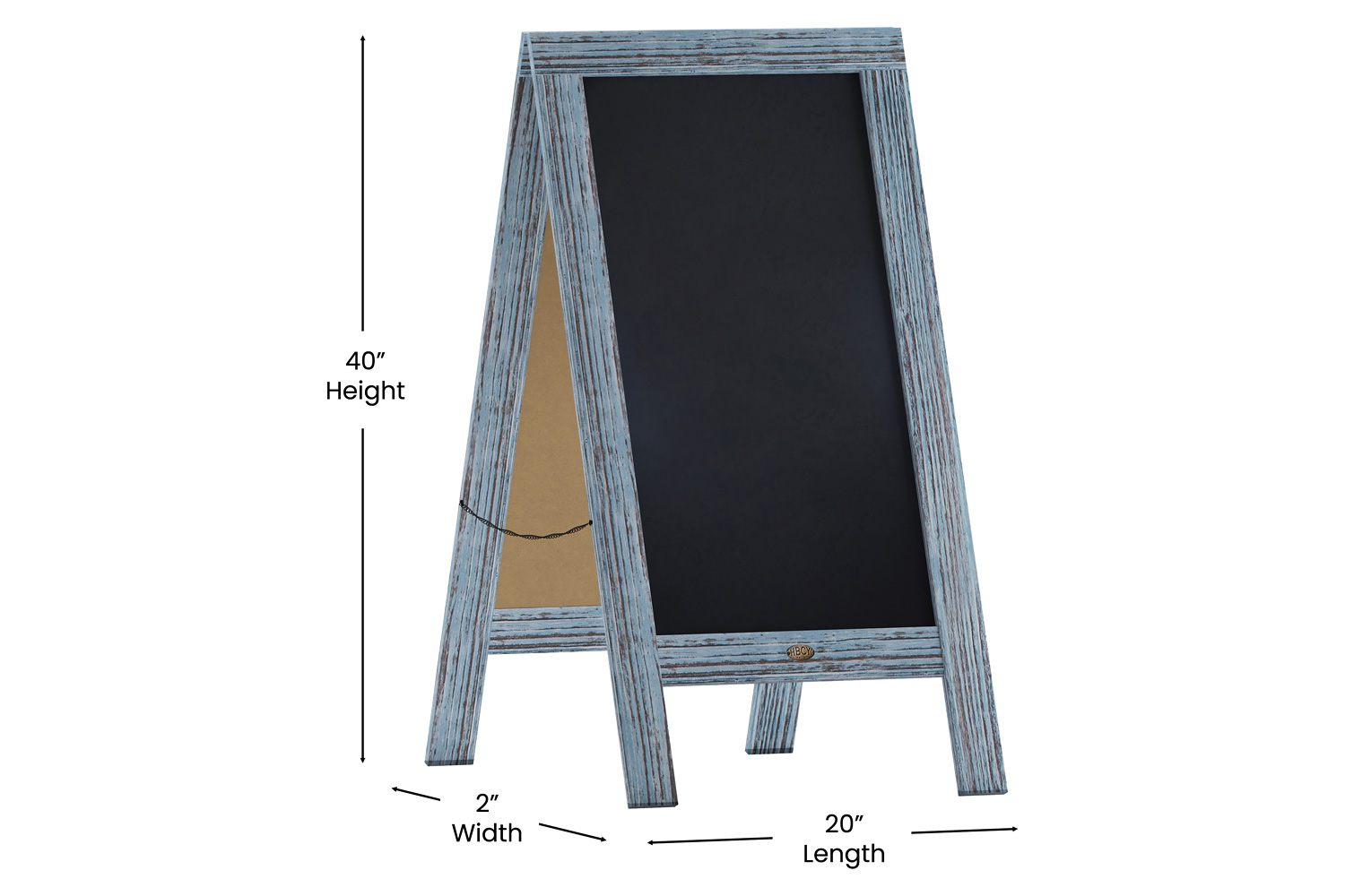 BLNK Canterbury Vintage Wooden A-Frame Magnetic Indoor-Outdoor Chalkboard Sign - Vintage Blue