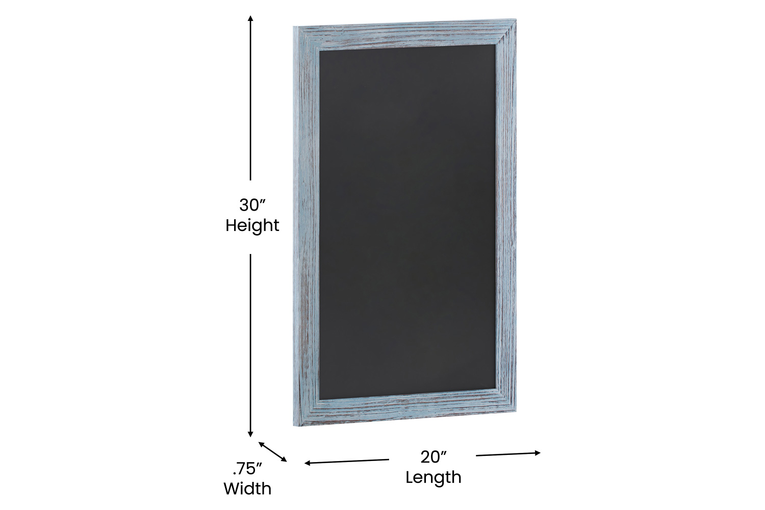 BLNK Canterbury Wall Mount Magnetic Chalkboard Sign with Eraser - Rustic Blue, 20"W x 30"H