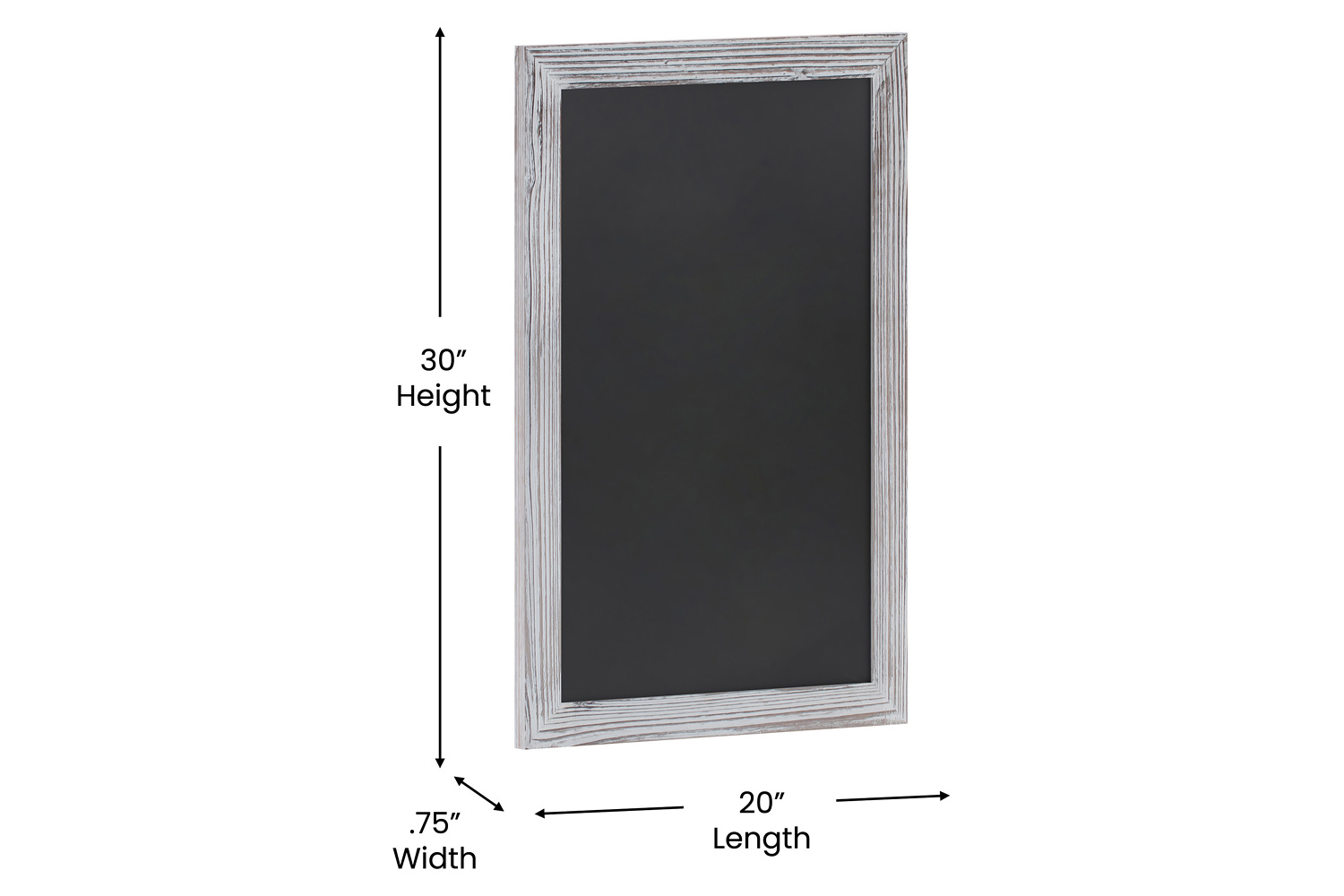 BLNK Canterbury Wall Mount Magnetic Chalkboard Sign with Eraser - Whitewashed, 20"W x 30"H