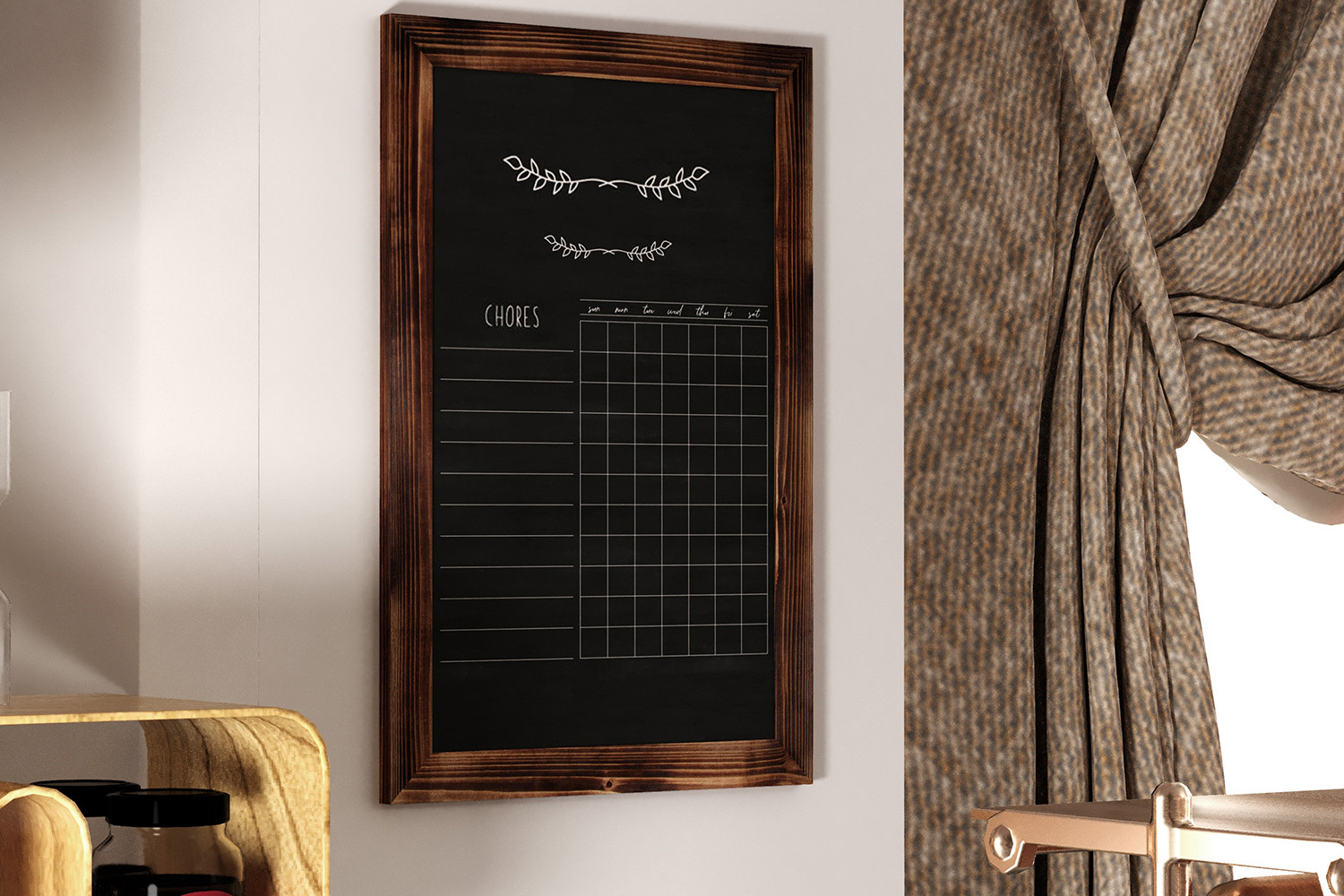 BLNK Canterbury Wall Mount Magnetic Chalkboard Sign with Eraser - Torched Wood, 20"W x 30"H