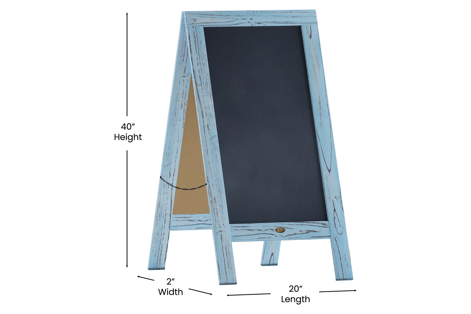 BLNK Canterbury Vintage Wooden A-Frame Magnetic Indoor-Outdoor Chalkboard Sign - Robin Blue