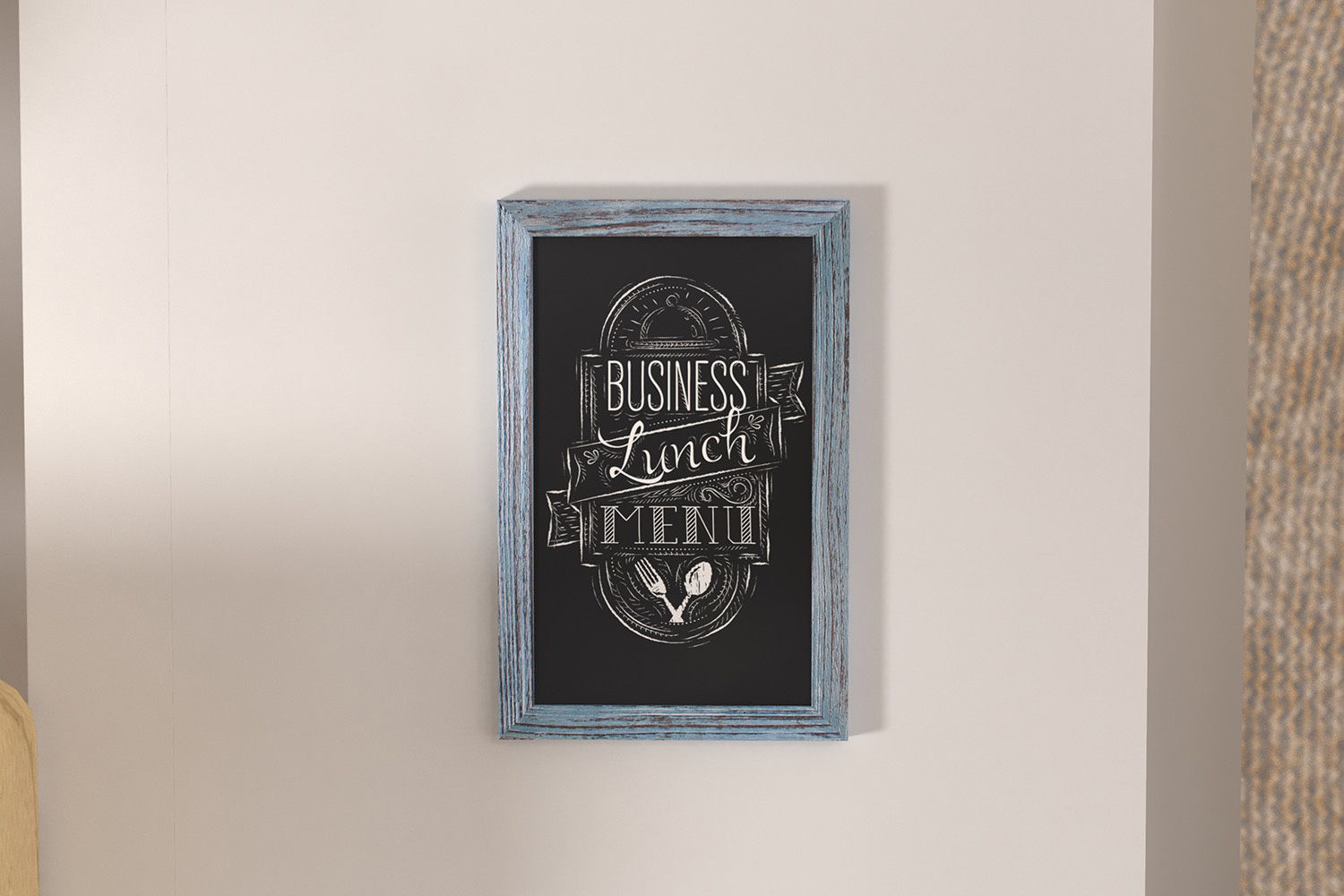 BLNK Canterbury Wall Mount Magnetic Chalkboard Sign with Eraser - Rustic Blue, 11"W x 17"H