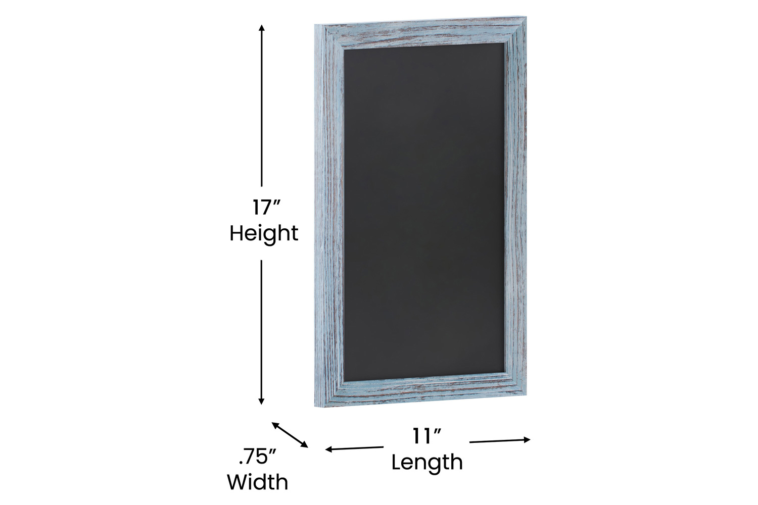 BLNK Canterbury Wall Mount Magnetic Chalkboard Sign with Eraser - Rustic Blue, 11"W x 17"H