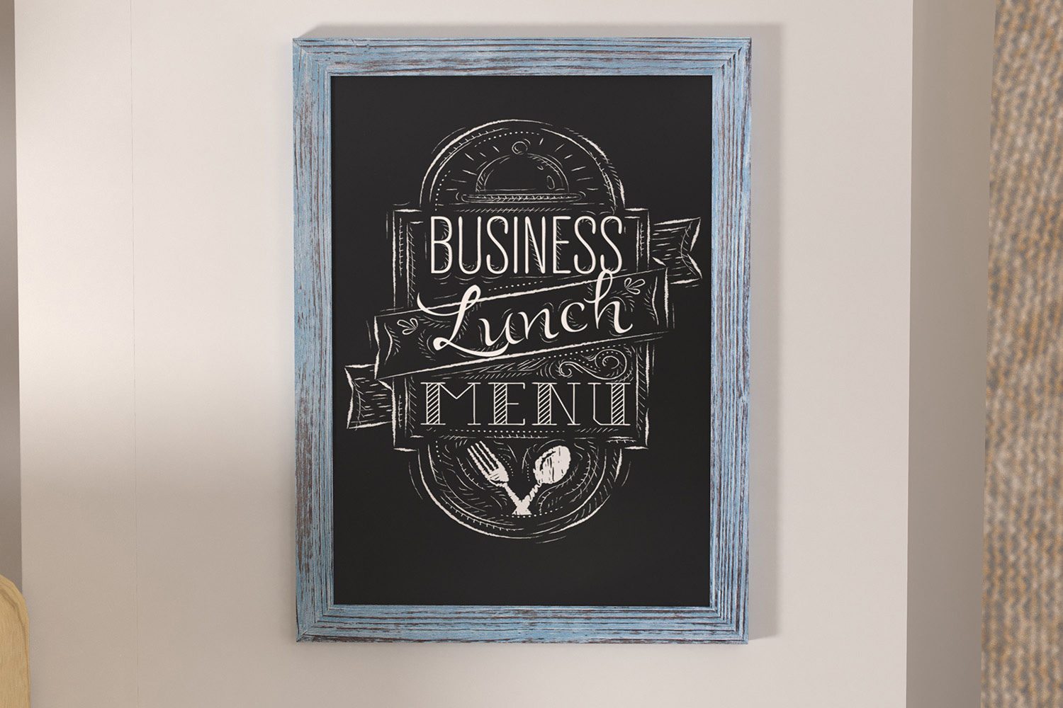 BLNK Canterbury Wall Mount Magnetic Chalkboard Sign with Eraser - Rustic Blue, 18"W x 24"H