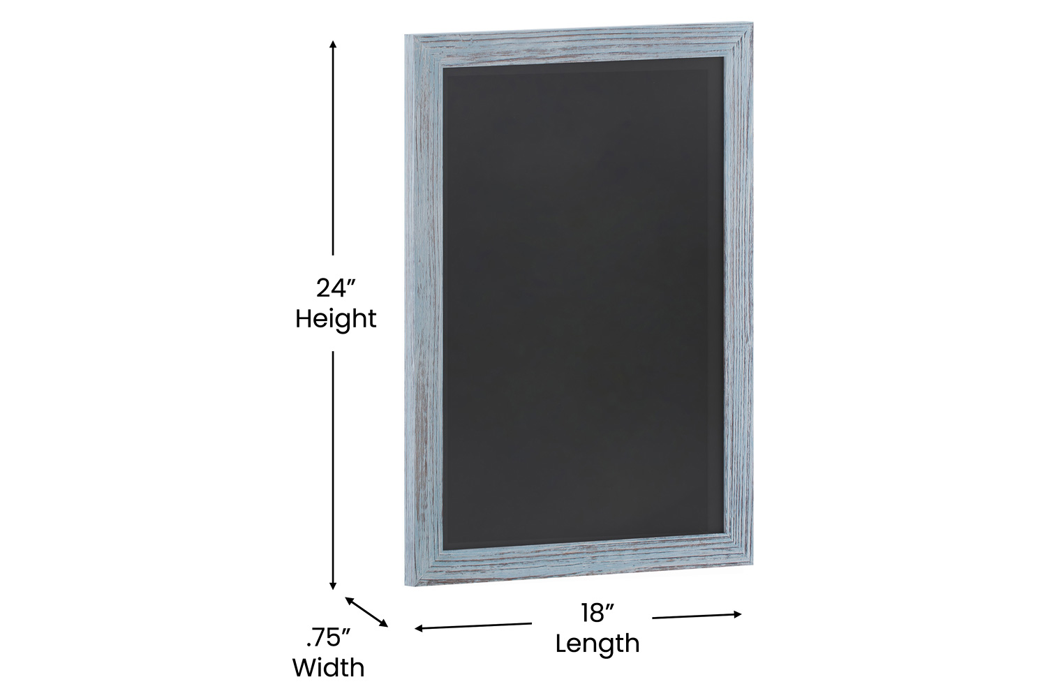 BLNK Canterbury Wall Mount Magnetic Chalkboard Sign with Eraser - Rustic Blue, 18"W x 24"H