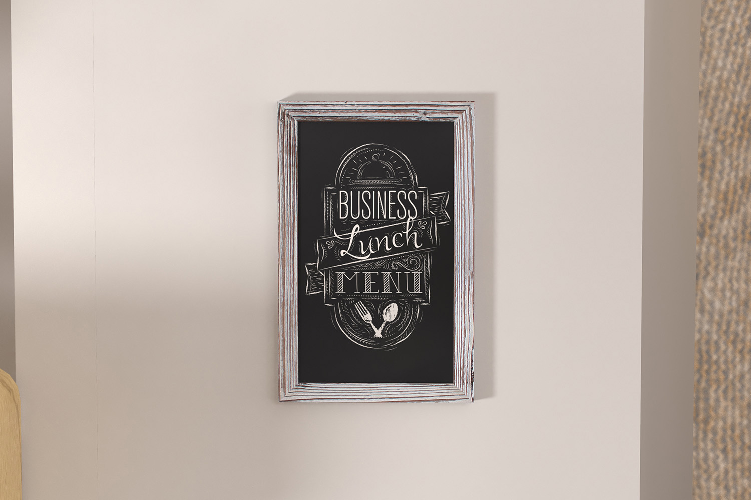 BLNK Canterbury Wall Mount Magnetic Chalkboard Sign with Eraser - Whitewashed, 11"W x 17"H