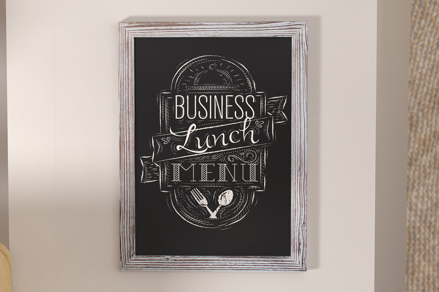 BLNK Canterbury Wall Mount Magnetic Chalkboard Sign with Eraser - Whitewashed, 18"W x 24"H