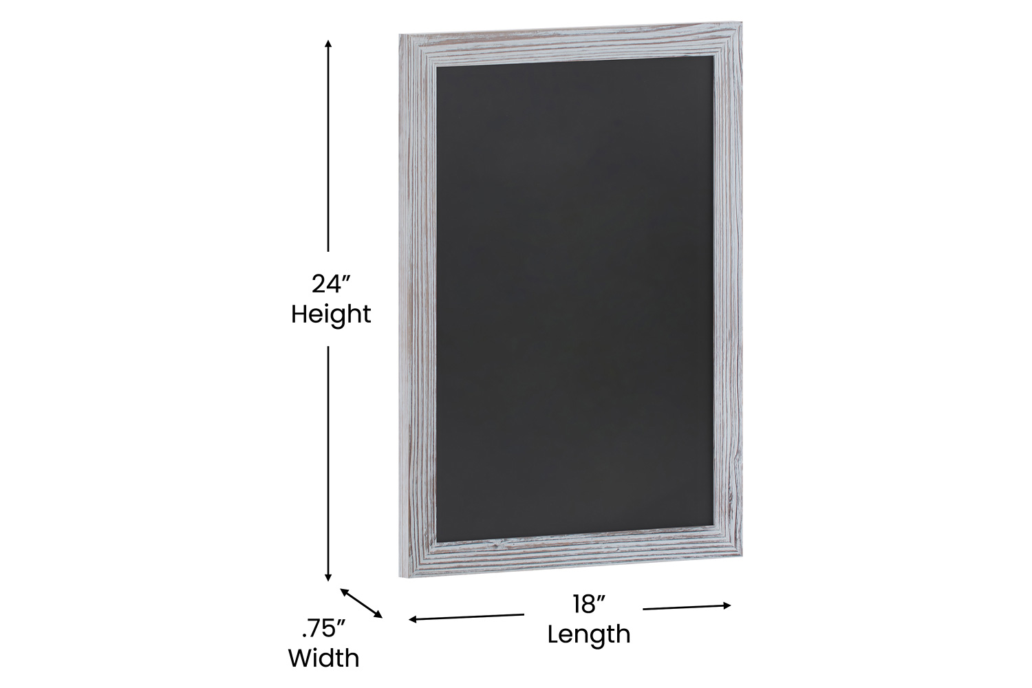 BLNK Canterbury Wall Mount Magnetic Chalkboard Sign with Eraser - Whitewashed, 18"W x 24"H