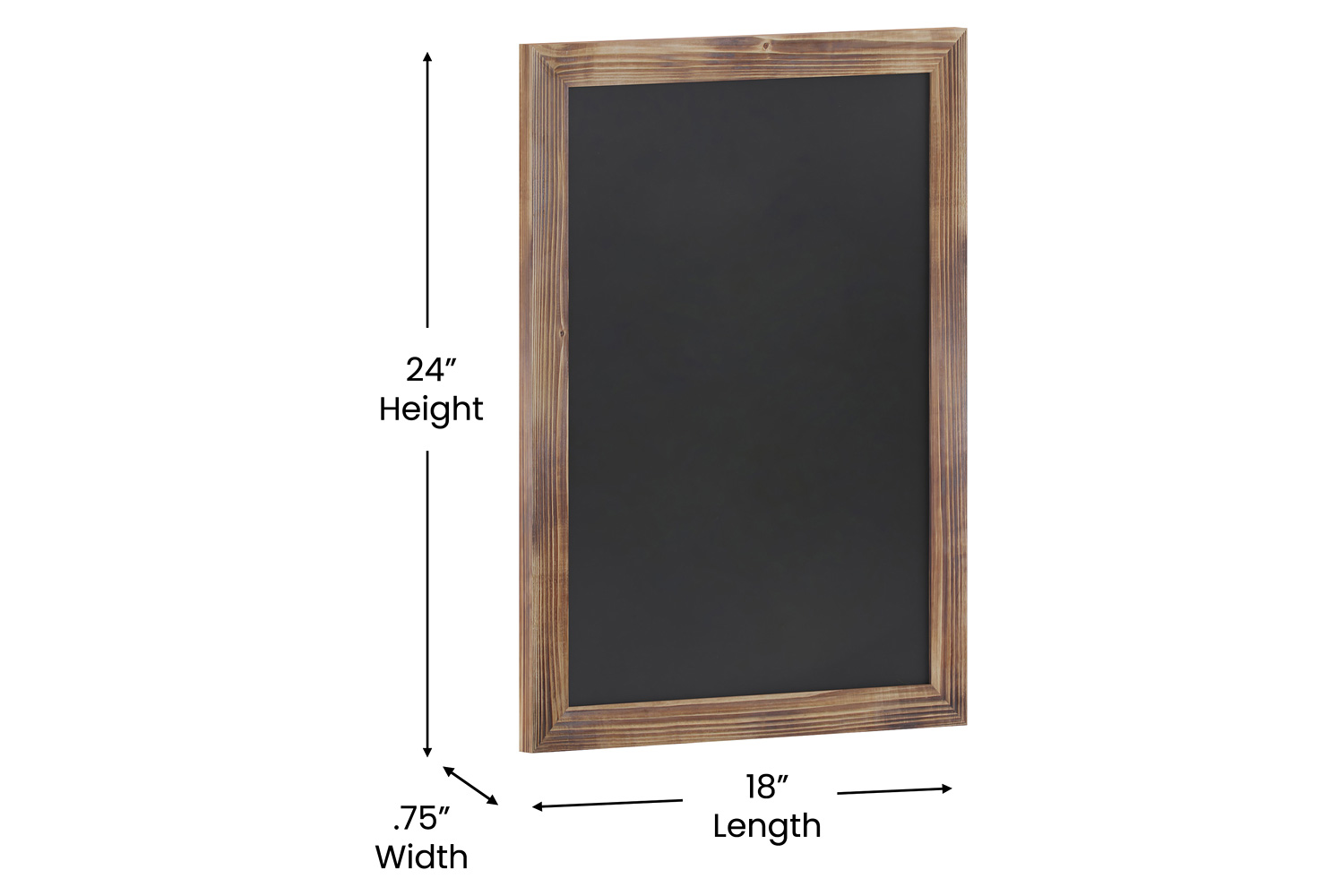 BLNK Canterbury Wall Mount Magnetic Chalkboard Sign with Eraser - Torched Wood, 18"W x 24"H