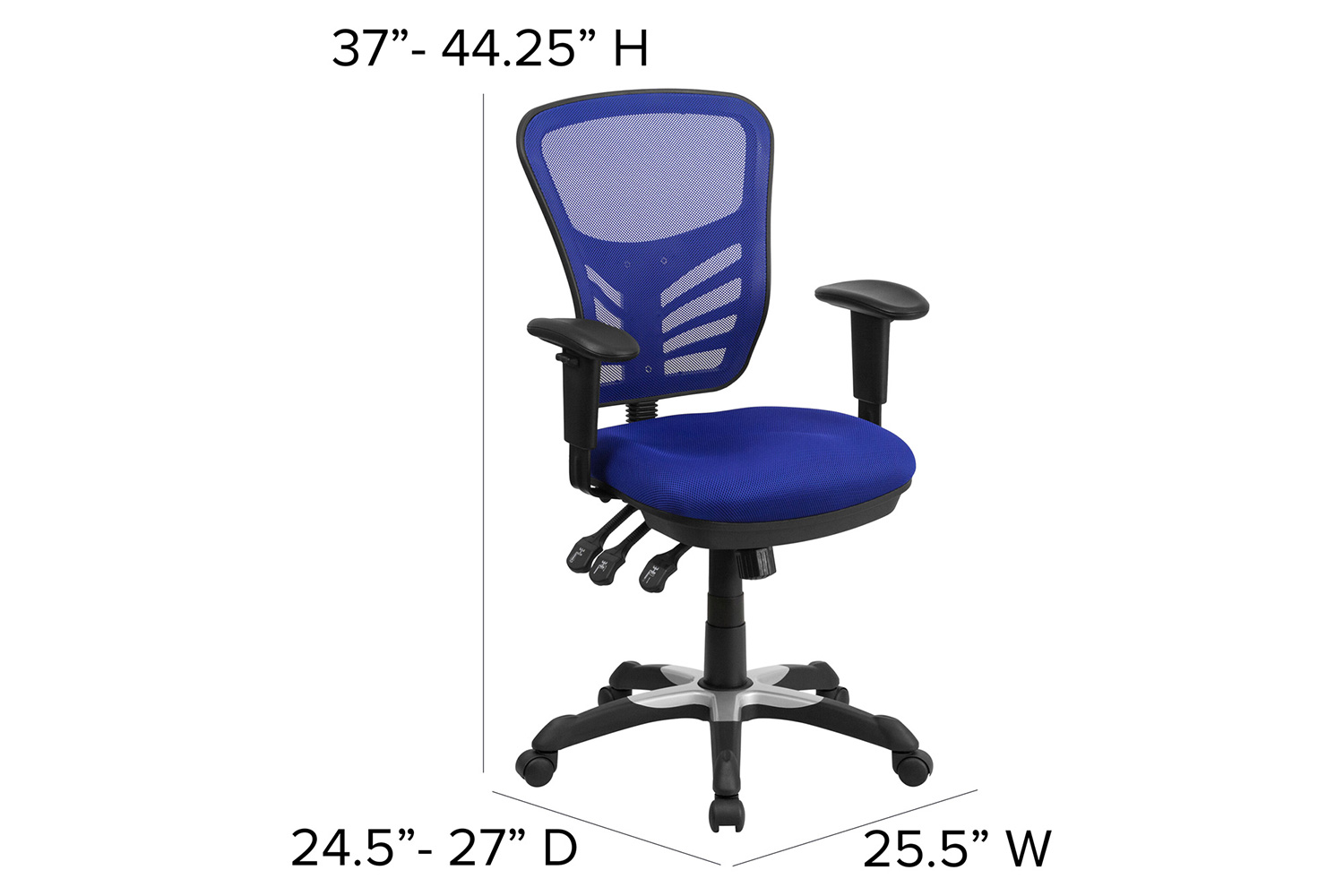 BLNK Nicholas Mid-Back Mesh Multifunction Executive Swivel Ergonomic Office Chair with Adjustable Arms - Blue