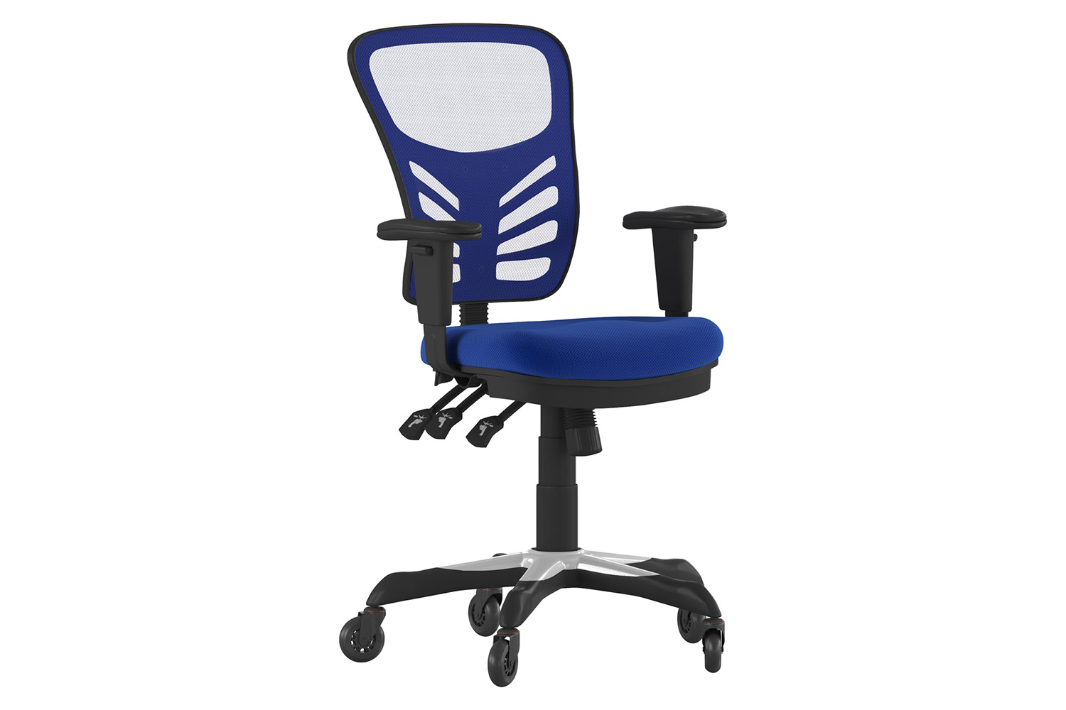 BLNK Nicholas Mid-Back Mesh Multifunction Executive Swivel Ergonomic Office Chair with Adjustable Arms and Transparent Roller Wheels - Blue