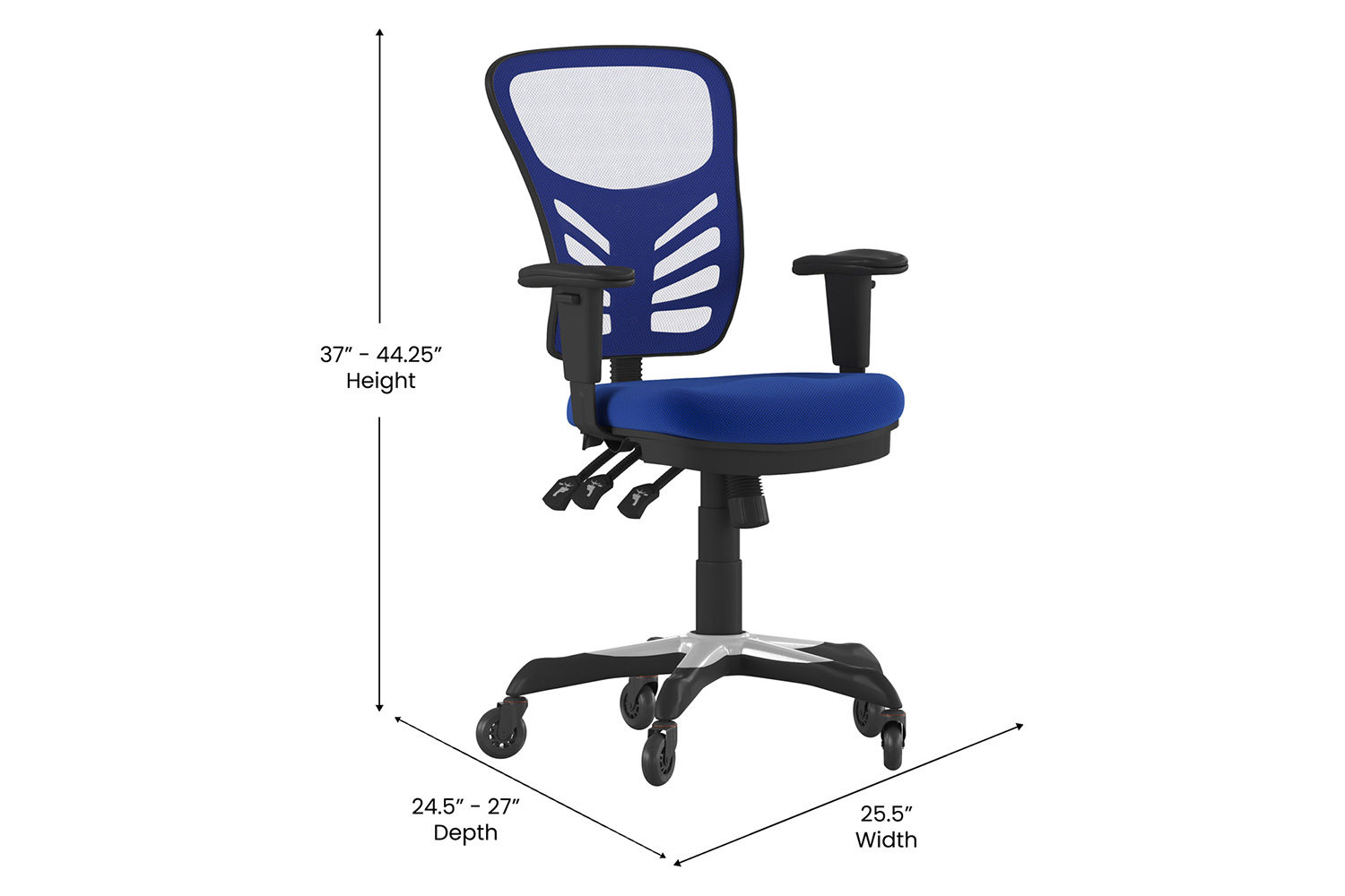 BLNK Nicholas Mid-Back Mesh Multifunction Executive Swivel Ergonomic Office Chair with Adjustable Arms and Transparent Roller Wheels - Blue