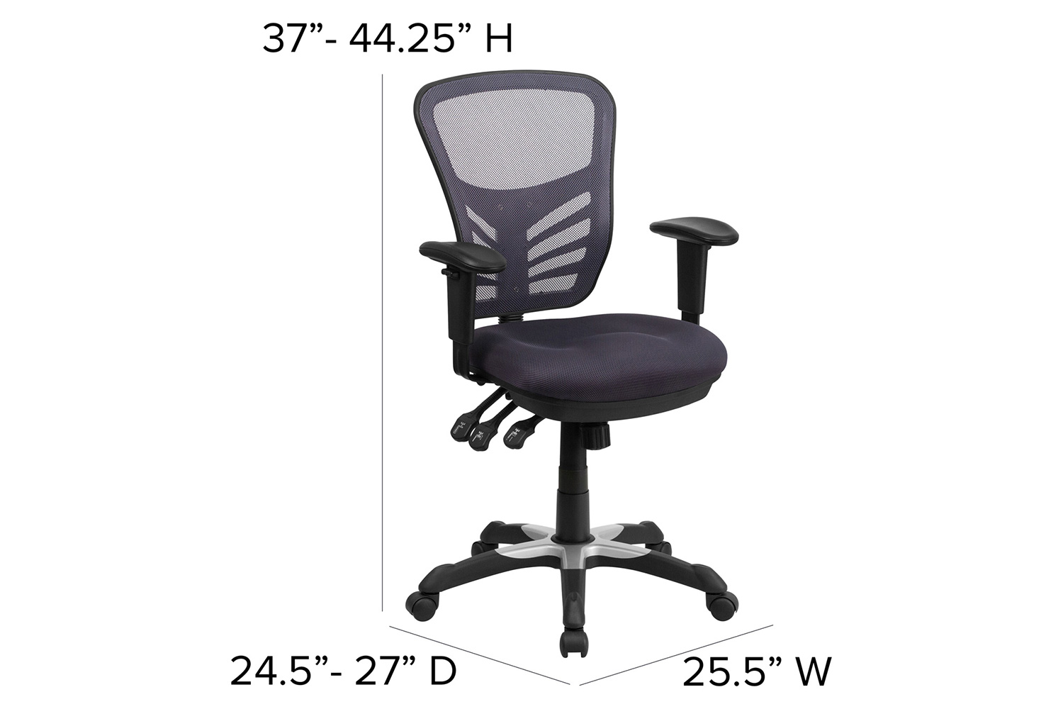 BLNK Nicholas Mid-Back Mesh Multifunction Executive Swivel Ergonomic Office Chair with Adjustable Arms - Dark Gray