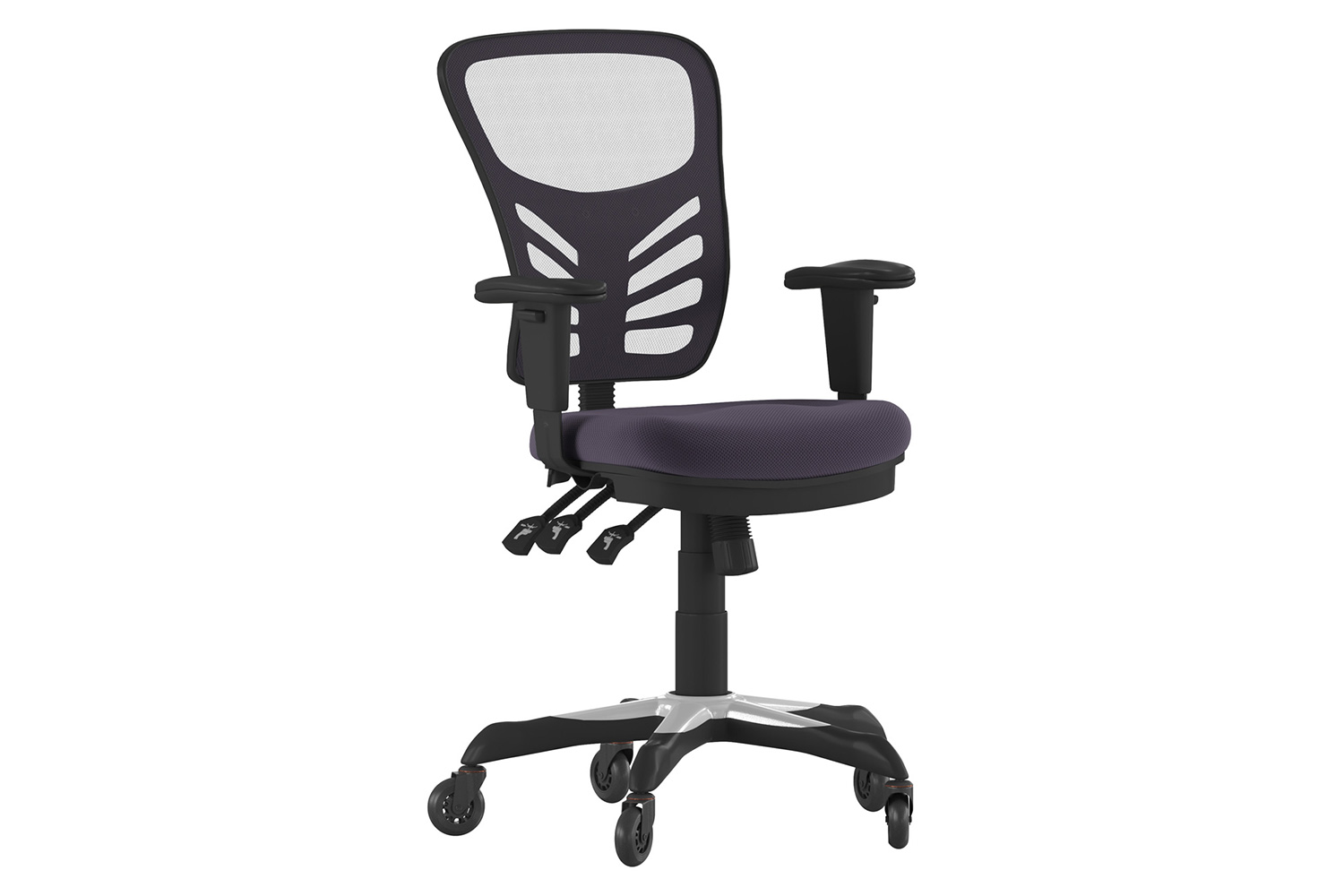 BLNK Nicholas Mid-Back Mesh Multifunction Executive Swivel Ergonomic Office Chair with Adjustable Arms and Transparent Roller Wheels - Dark Gray