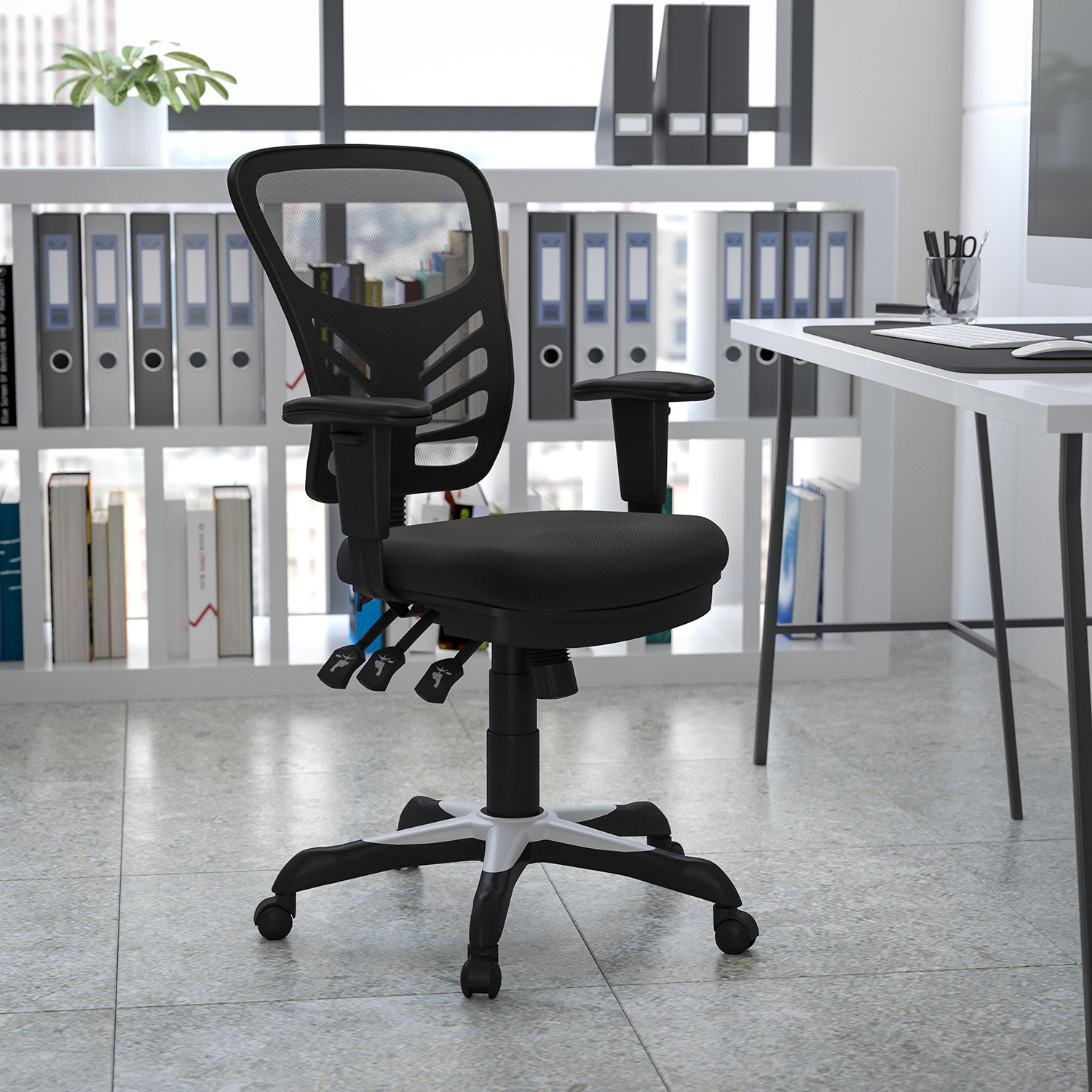 BLNK Nicholas Mid-Back Mesh Multifunction Executive Swivel Ergonomic Office Chair with Adjustable Arms