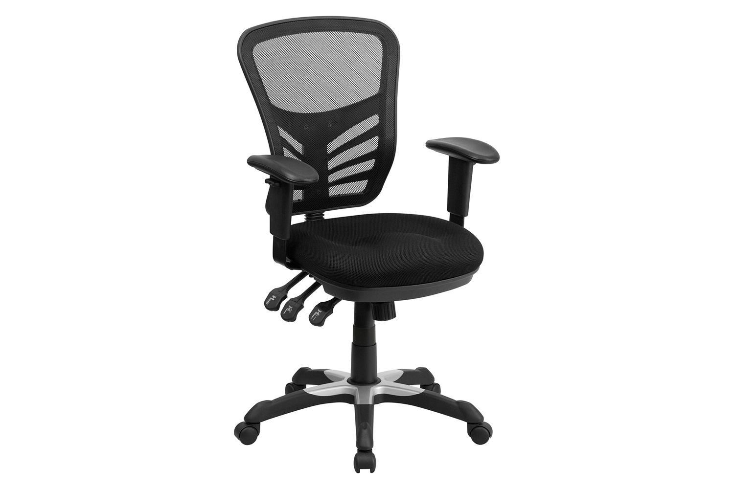 BLNK Nicholas Mid-Back Mesh Multifunction Executive Swivel Ergonomic Office Chair with Adjustable Arms - Black