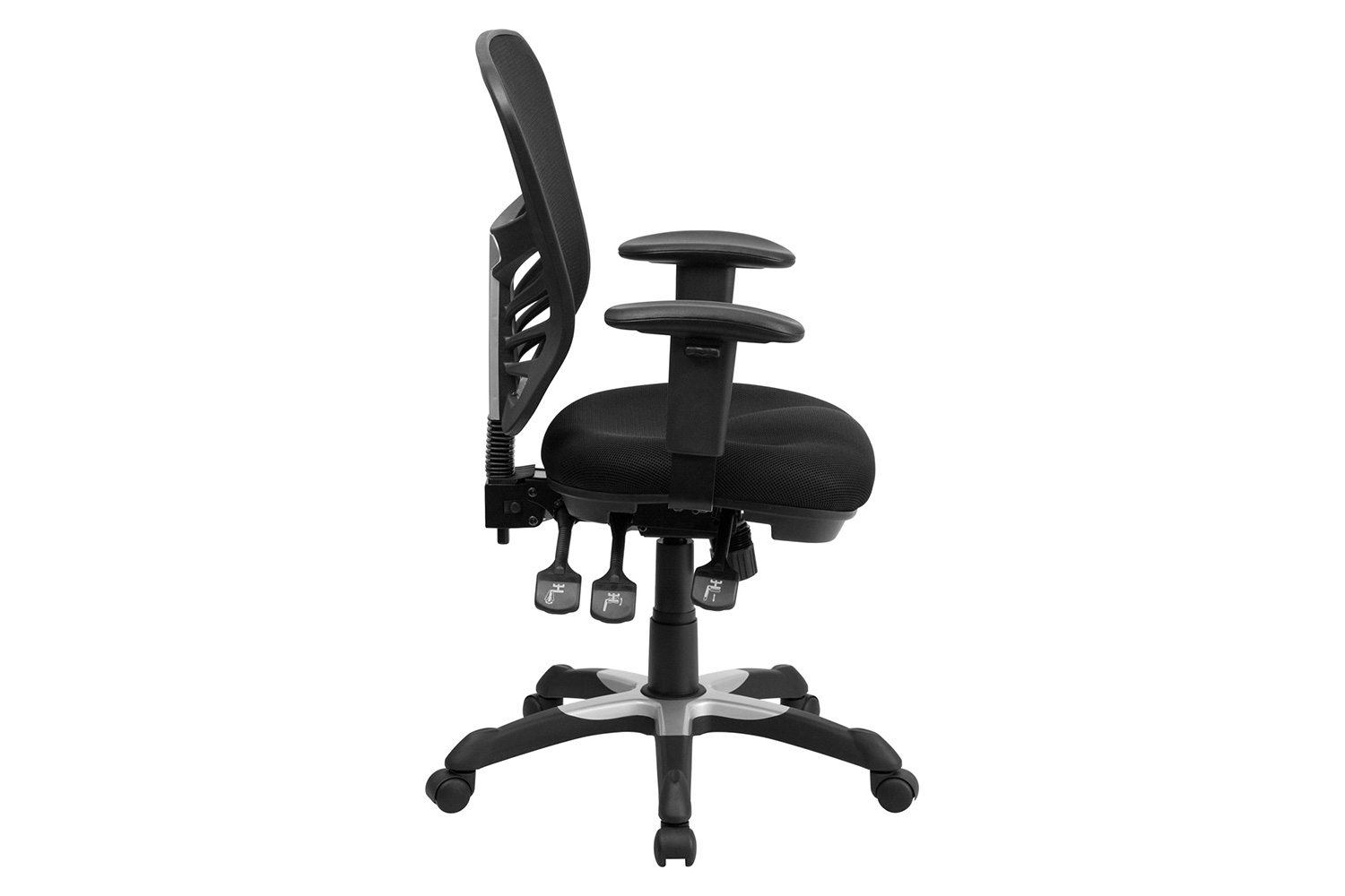 BLNK Nicholas Mid-Back Mesh Multifunction Executive Swivel Ergonomic Office Chair with Adjustable Arms - Black