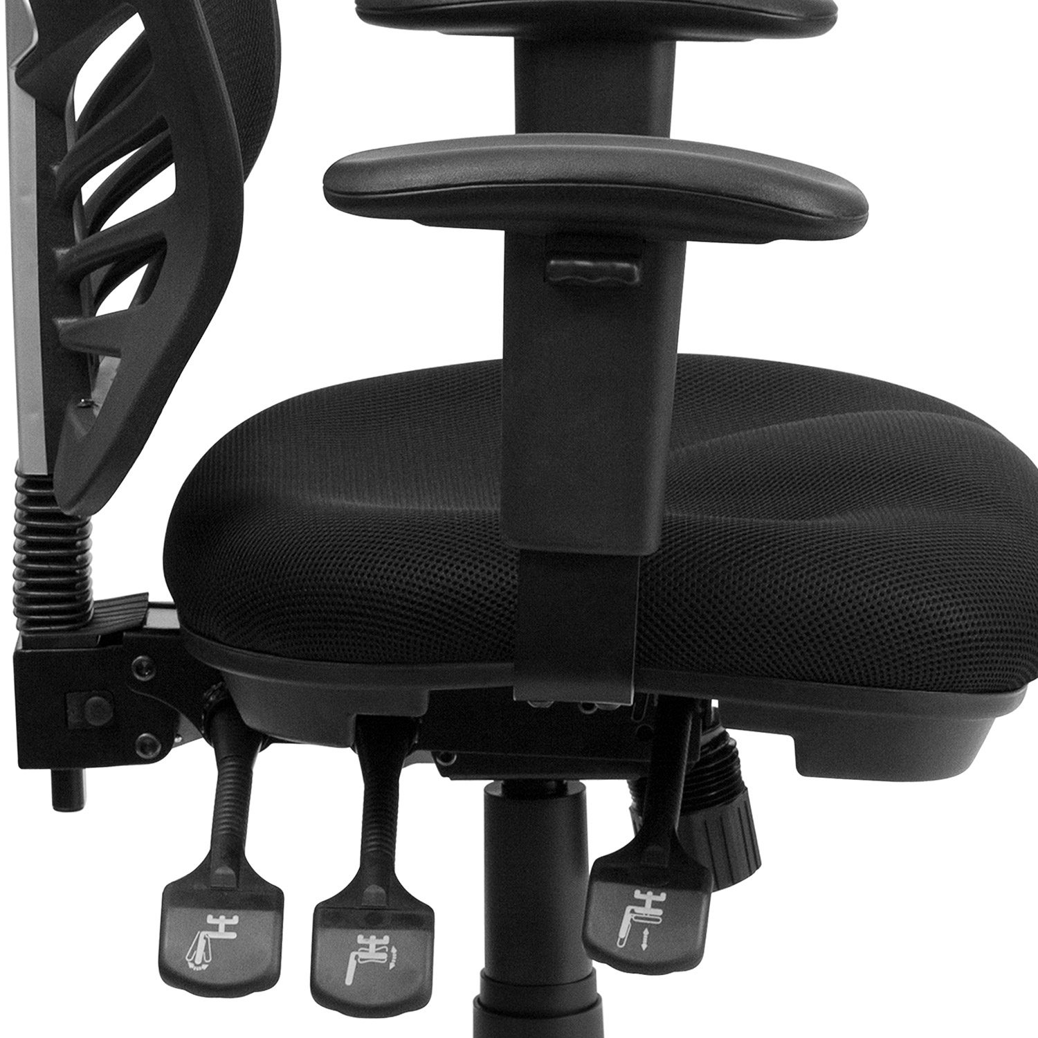 BLNK Nicholas Mid-Back Mesh Multifunction Executive Swivel Ergonomic Office Chair with Adjustable Arms - Black