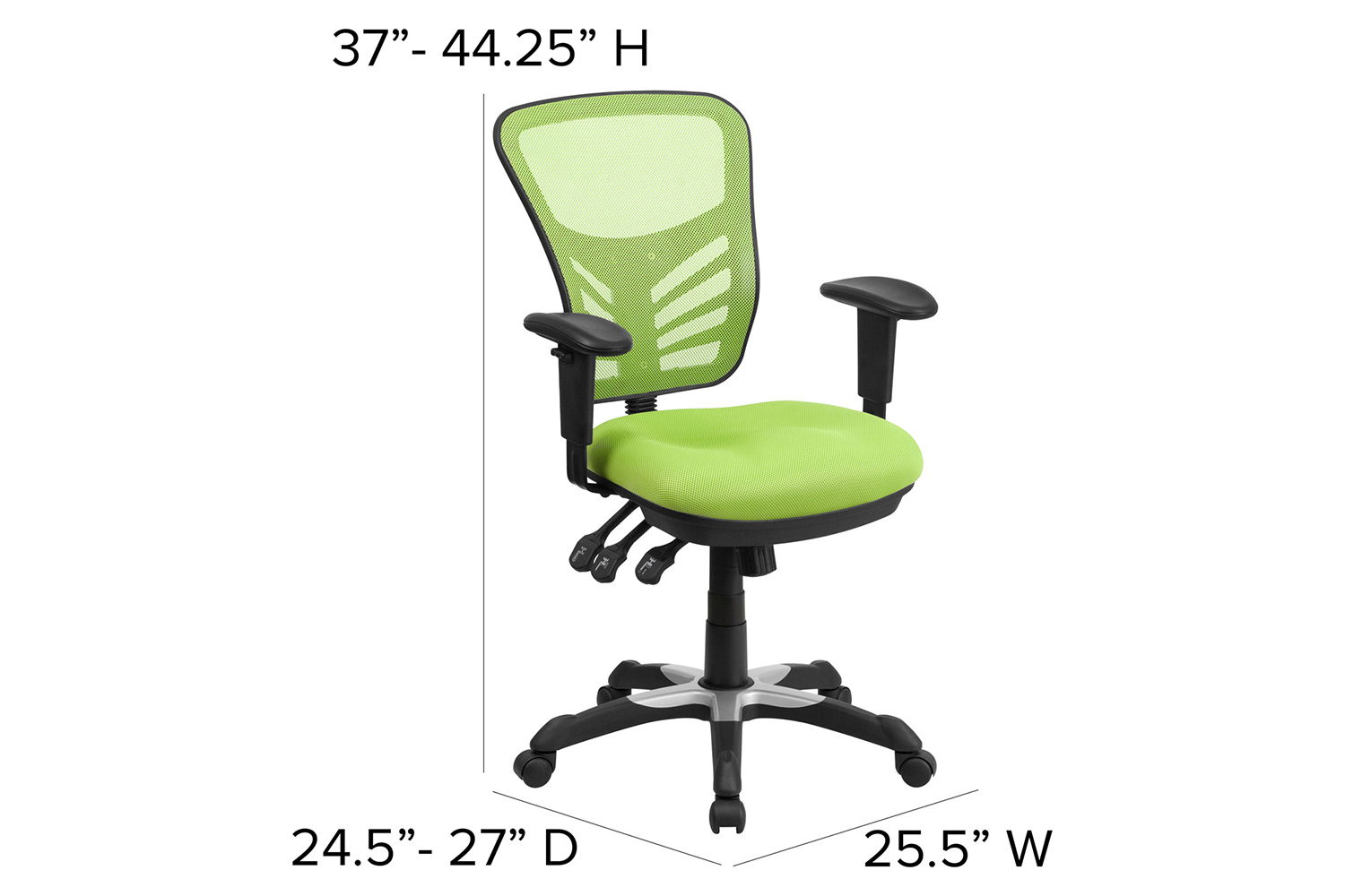 BLNK Nicholas Mid-Back Mesh Multifunction Executive Swivel Ergonomic Office Chair with Adjustable Arms - Green