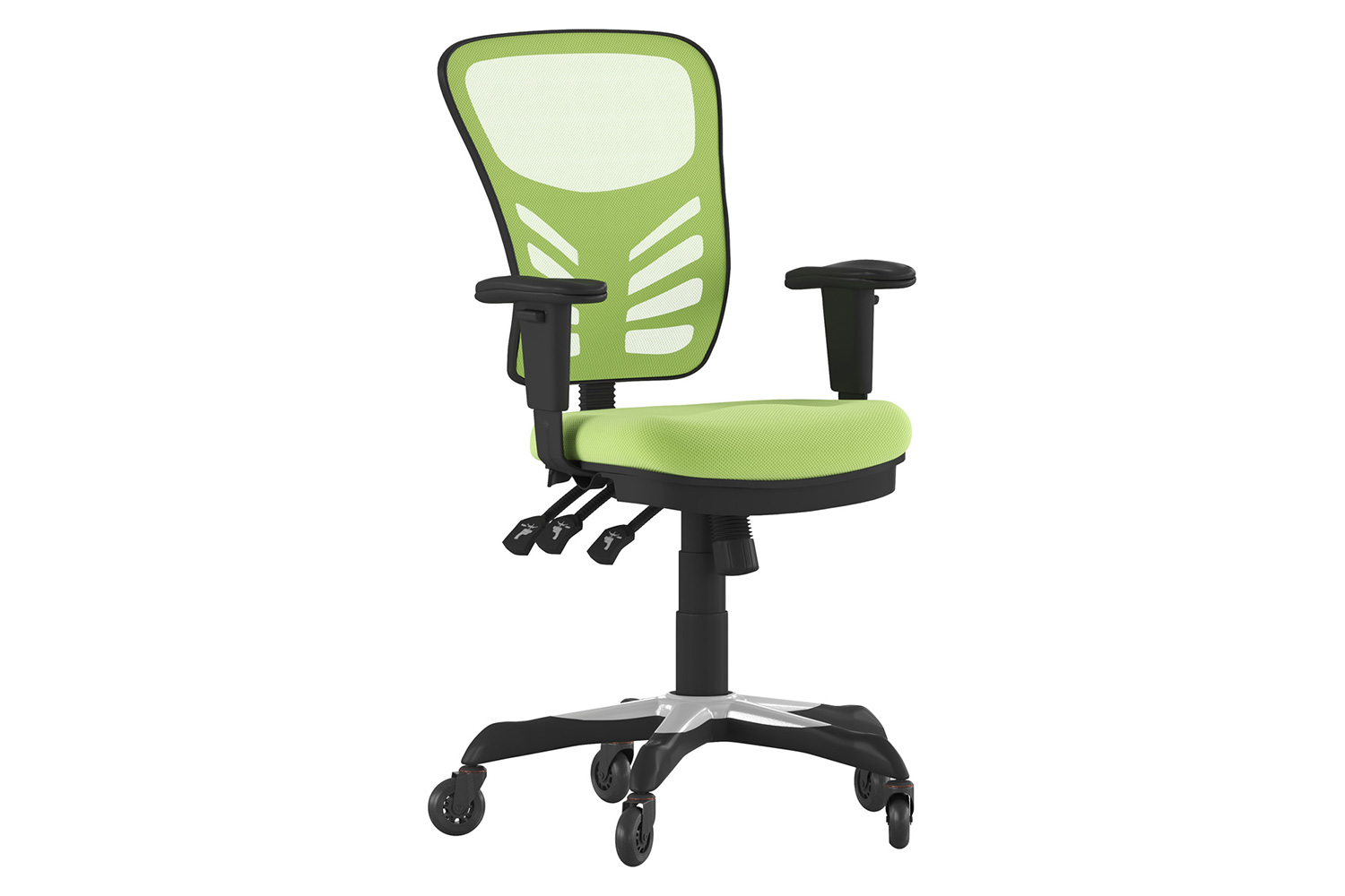 BLNK Nicholas Mid-Back Mesh Multifunction Executive Swivel Ergonomic Office Chair with Adjustable Arms and Transparent Roller Wheels - Green