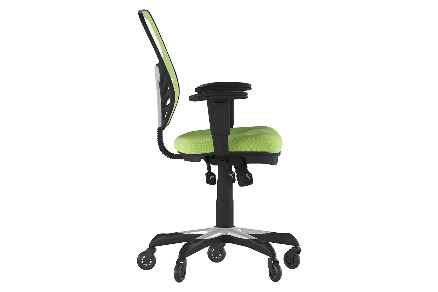 BLNK Nicholas Mid-Back Mesh Multifunction Executive Swivel Ergonomic Office Chair with Adjustable Arms and Transparent Roller Wheels - Green