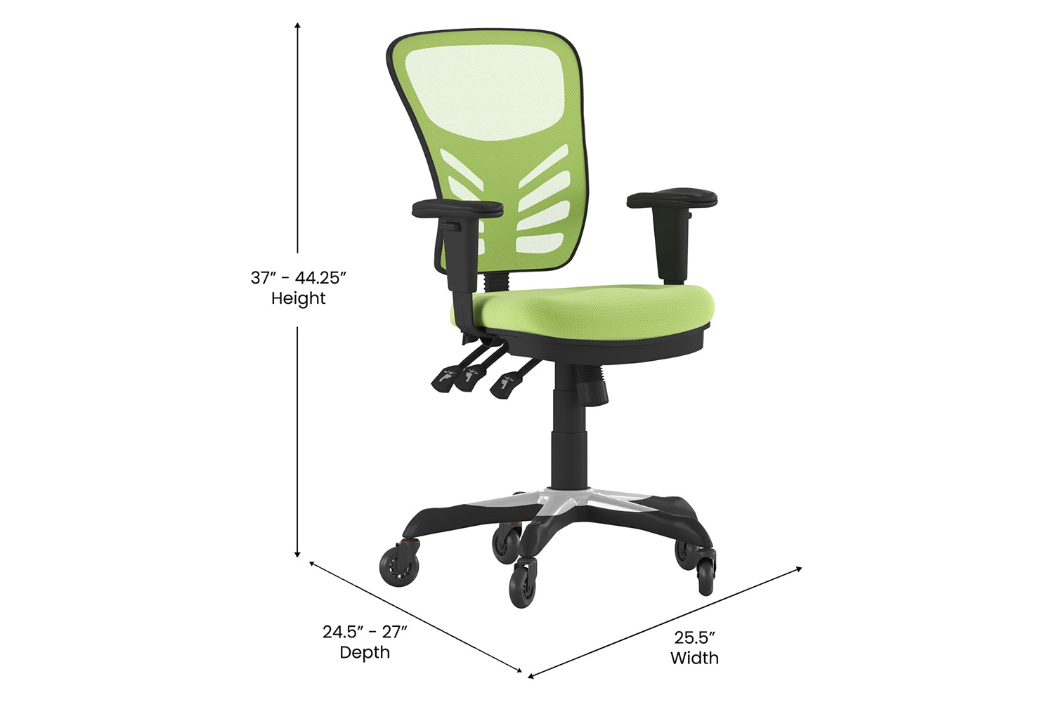 BLNK Nicholas Mid-Back Mesh Multifunction Executive Swivel Ergonomic Office Chair with Adjustable Arms and Transparent Roller Wheels - Green