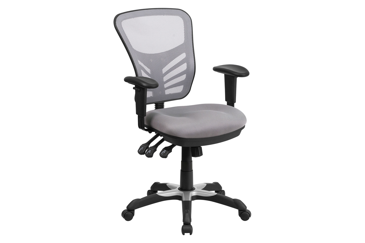 BLNK Nicholas Mid-Back Mesh Multifunction Executive Swivel Ergonomic Office Chair with Adjustable Arms - Gray