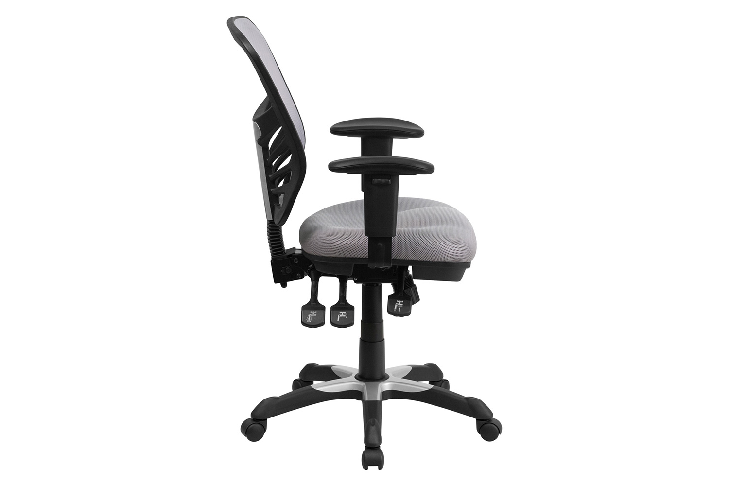 BLNK Nicholas Mid-Back Mesh Multifunction Executive Swivel Ergonomic Office Chair with Adjustable Arms - Gray