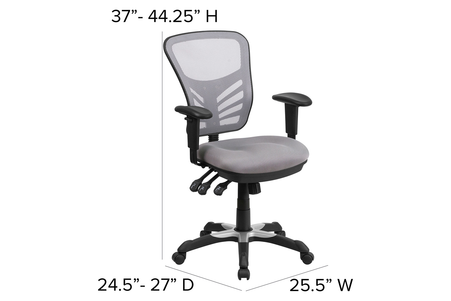 BLNK Nicholas Mid-Back Mesh Multifunction Executive Swivel Ergonomic Office Chair with Adjustable Arms - Gray