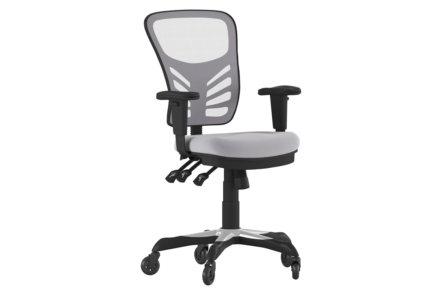 BLNK Nicholas Mid-Back Mesh Multifunction Executive Swivel Ergonomic Office Chair with Adjustable Arms and Transparent Roller Wheels - Gray