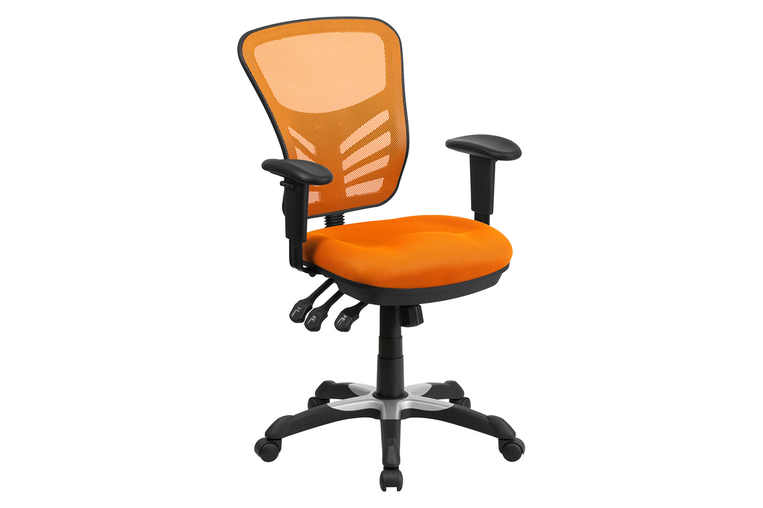 BLNK Nicholas Mid-Back Mesh Multifunction Executive Swivel Ergonomic Office Chair with Adjustable Arms - Orange