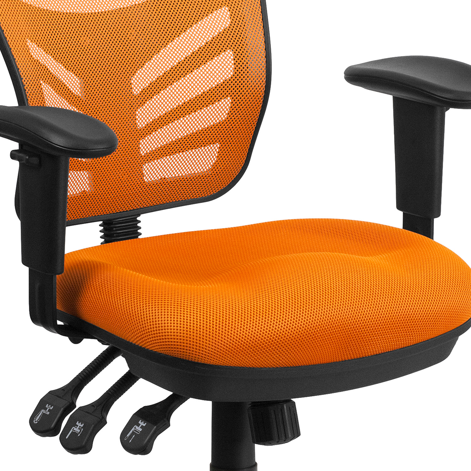 BLNK Nicholas Mid-Back Mesh Multifunction Executive Swivel Ergonomic Office Chair with Adjustable Arms - Orange