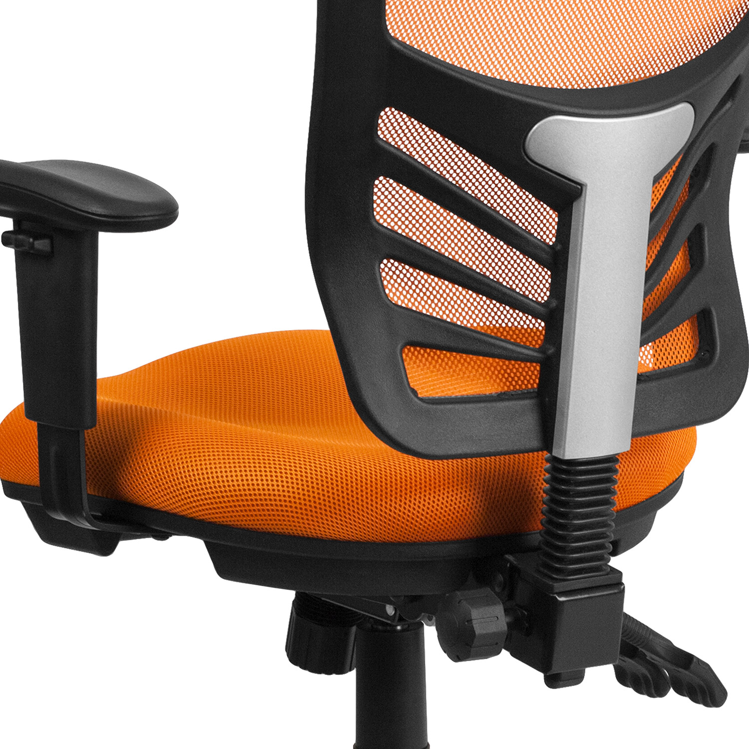 BLNK Nicholas Mid-Back Mesh Multifunction Executive Swivel Ergonomic Office Chair with Adjustable Arms - Orange