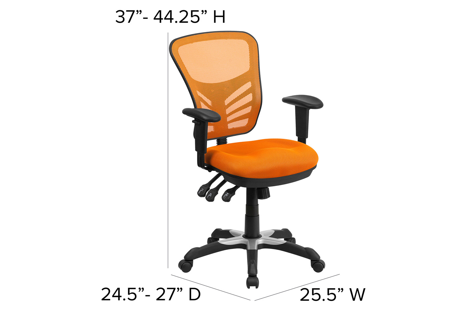 BLNK Nicholas Mid-Back Mesh Multifunction Executive Swivel Ergonomic Office Chair with Adjustable Arms - Orange